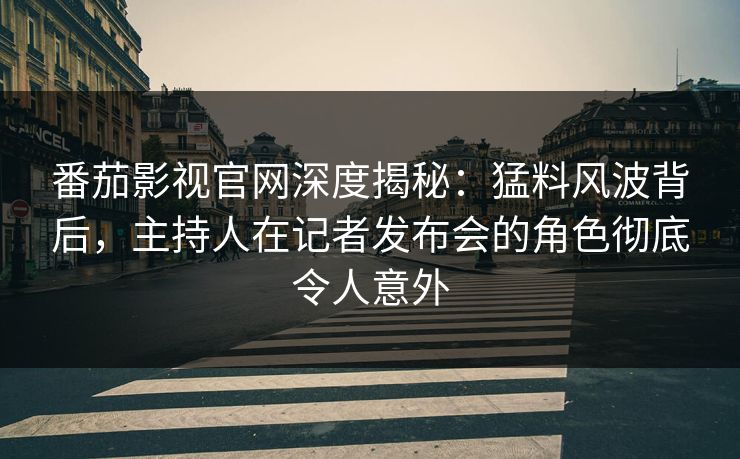 番茄影视官网深度揭秘：猛料风波背后，主持人在记者发布会的角色彻底令人意外