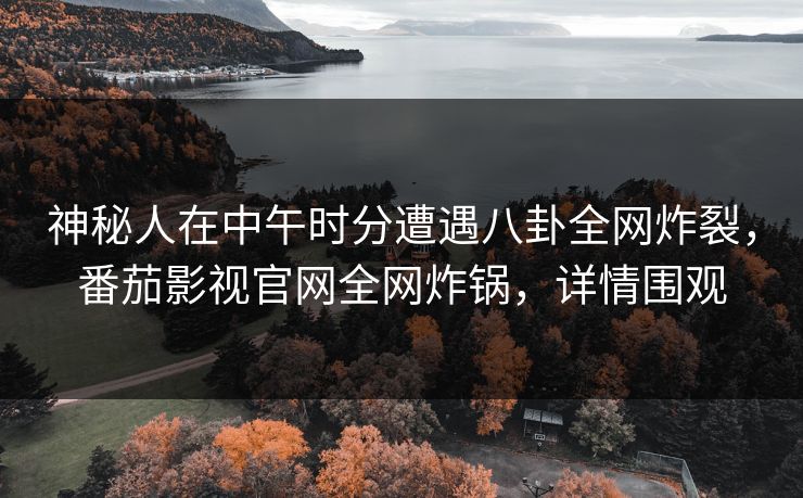 神秘人在中午时分遭遇八卦全网炸裂，番茄影视官网全网炸锅，详情围观
