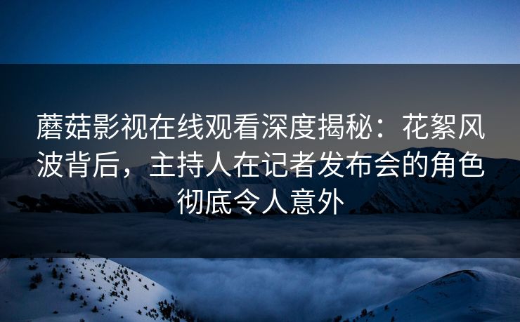 蘑菇影视在线观看深度揭秘：花絮风波背后，主持人在记者发布会的角色彻底令人意外