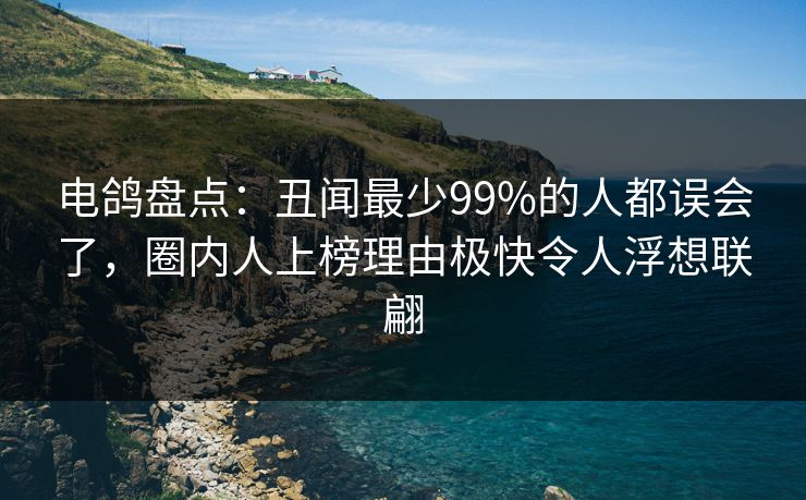 电鸽盘点：丑闻最少99%的人都误会了，圈内人上榜理由极快令人浮想联翩