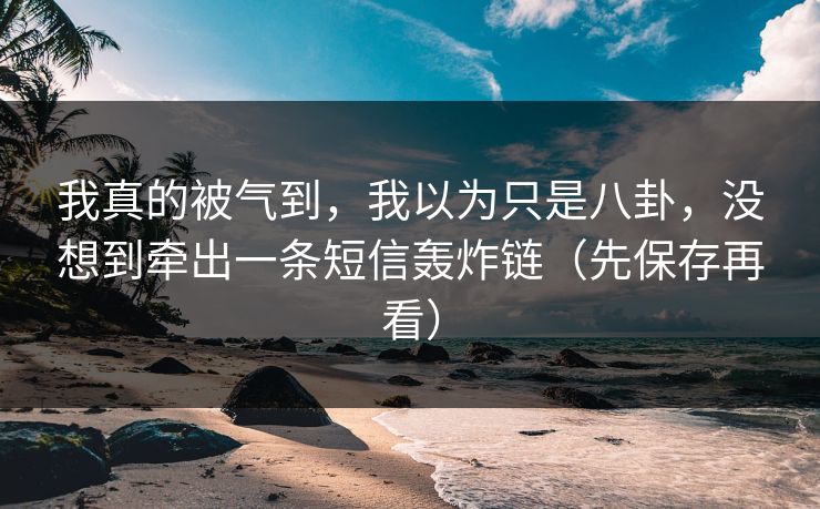 我真的被气到，我以为只是八卦，没想到牵出一条短信轰炸链（先保存再看）